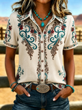 Women's Retro Ethnic Art Printed Shirt