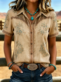 Women'S Retro Western Printed Casual Shirt