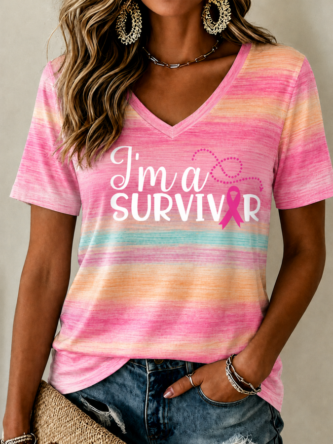 Women'S Breast Cancer Awareness Printed Short-Sleeve T-Shirt