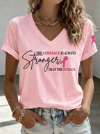 Women'S Breast Cancer Awareness Printed Casual T-Shirt