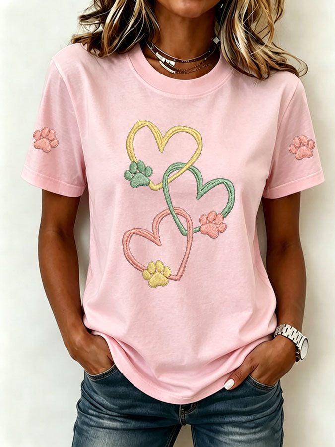 Women's Heart and Paw Print T-Shirt