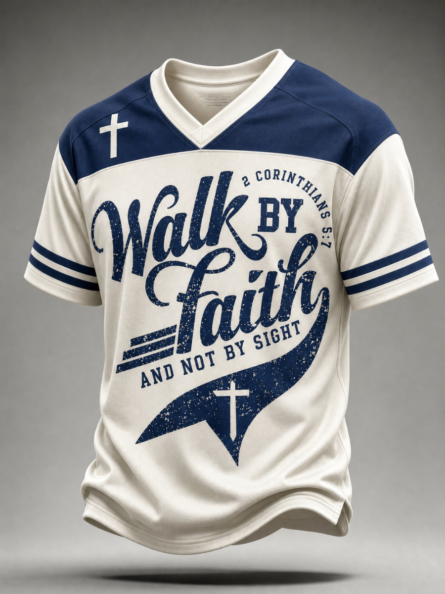 Men's Faith Printed Casual Round Neck T-Shirt