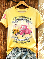 Women'S Pink Art Printed Casual T-Shirt