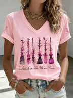 Women'S In October We Wear Pink Print Short-Sleeve T-Shirt