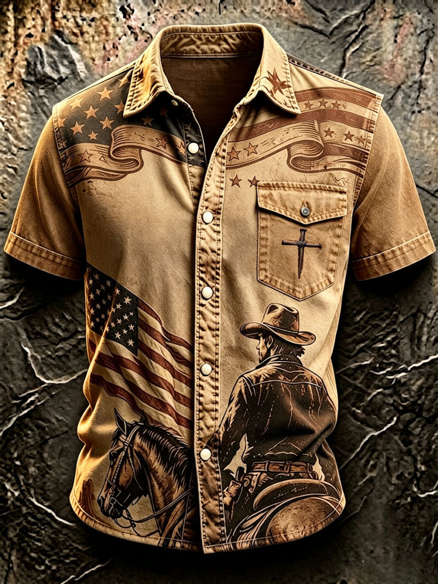 Men'S Western-Style Faith Short-Sleeved Shirt