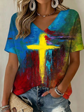 Women's Faith Cross Print Top