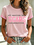 Women'S Retro Breast Cancer Printed T-Shirt
