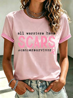 Women'S Retro Breast Cancer Printed T-Shirt