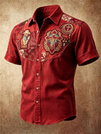 Men'S Western Style Ethnic Print Cross Shirt