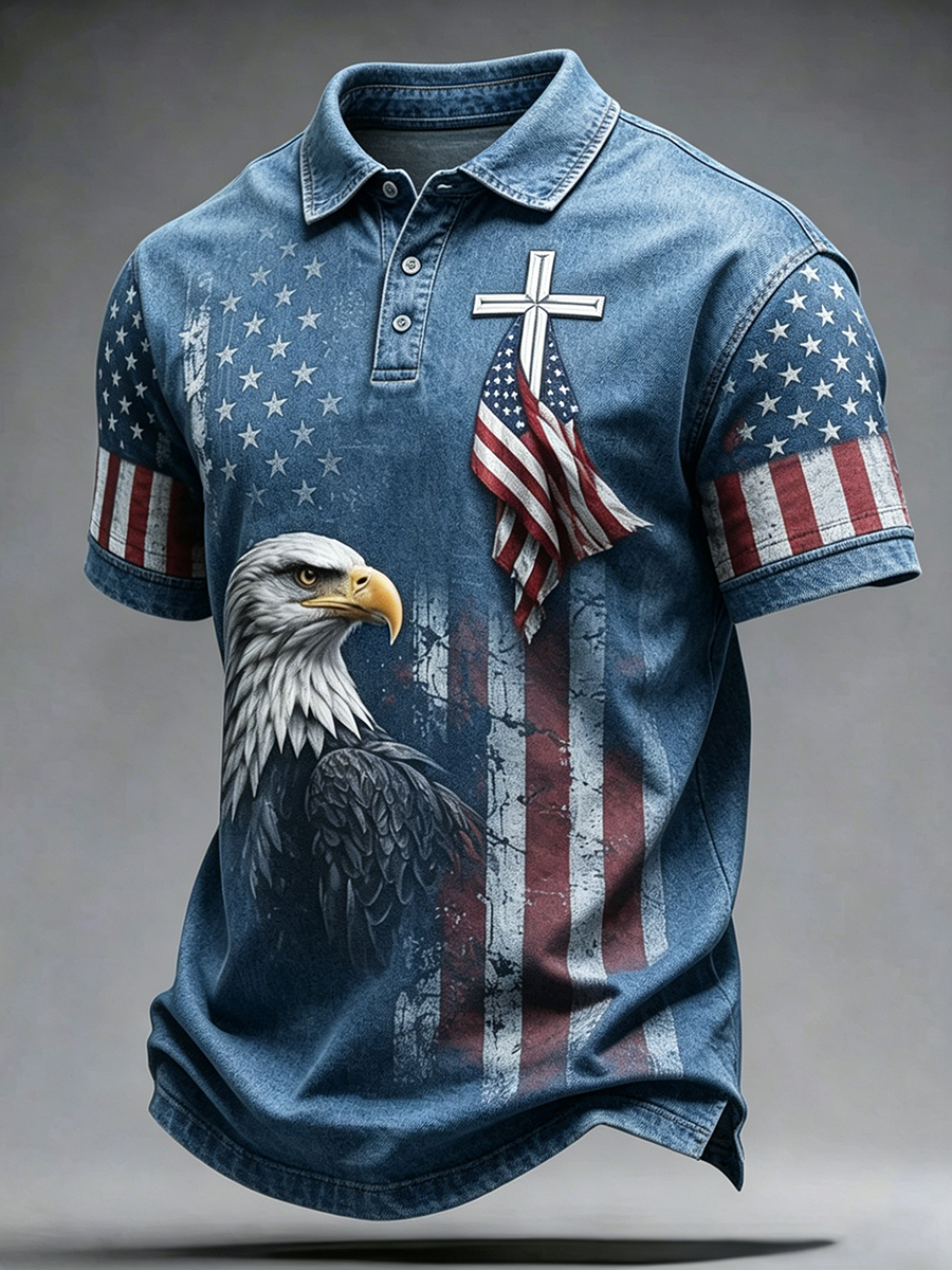 American Commemorative Cross Faith Printed Polo Shirt