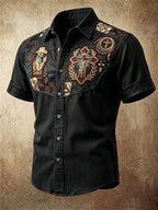Men'S Western Style Ethnic Print Cross Shirt