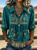 Women's Vintage Floral Print Casual Shirt
