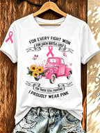 Women'S Pink Art Printed Casual T-Shirt