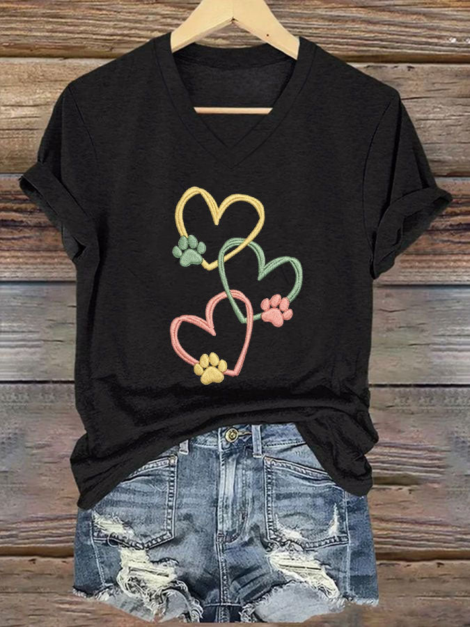 Women'S Dog Paw Print T-shirt