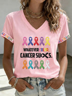 Women'S Cancer Sucks Print Short-Sleeve T-Shirt