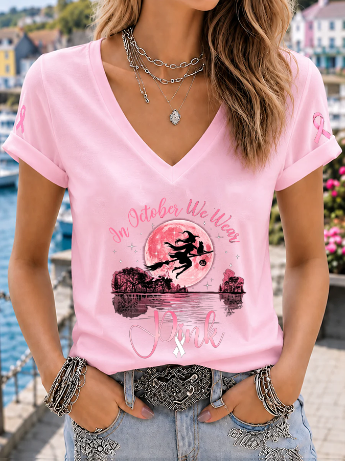 Women's In October We Wear Pink  Print T-shirt