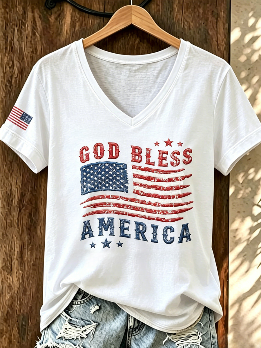 250Th Anniversary Flag Commemorative Casual V-Neck T-Shirt For The United States