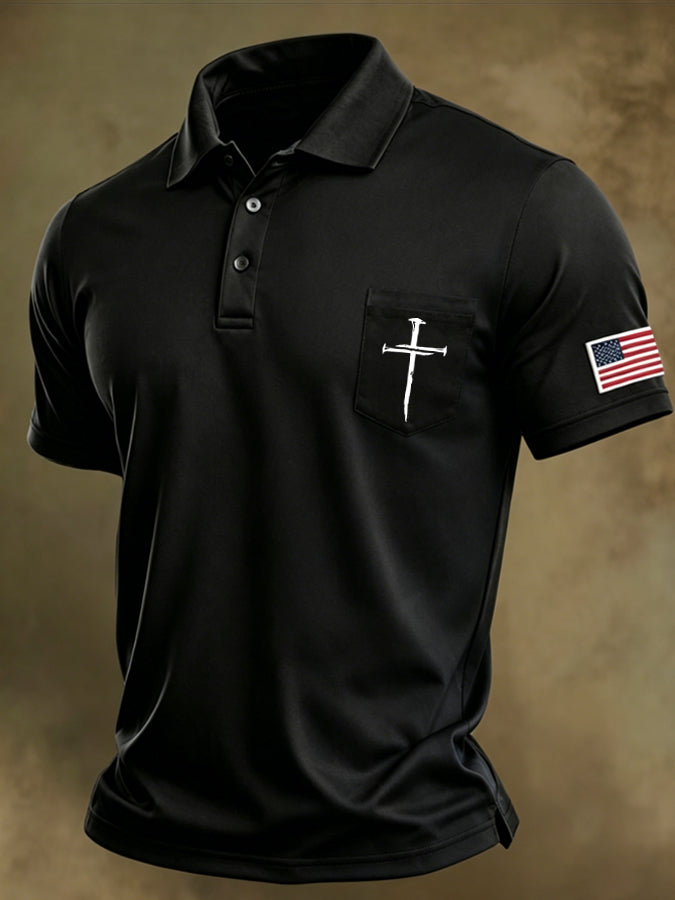 Men'S Faith Cross Printed Polo Shirt