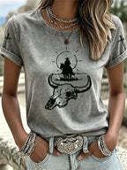 Women'S Western Style American Love Jesus Casual Round Neck T-Shirt