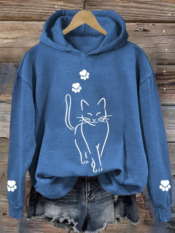 Women'S Cute Cat Graphic Cat Mom Casual Hoodie