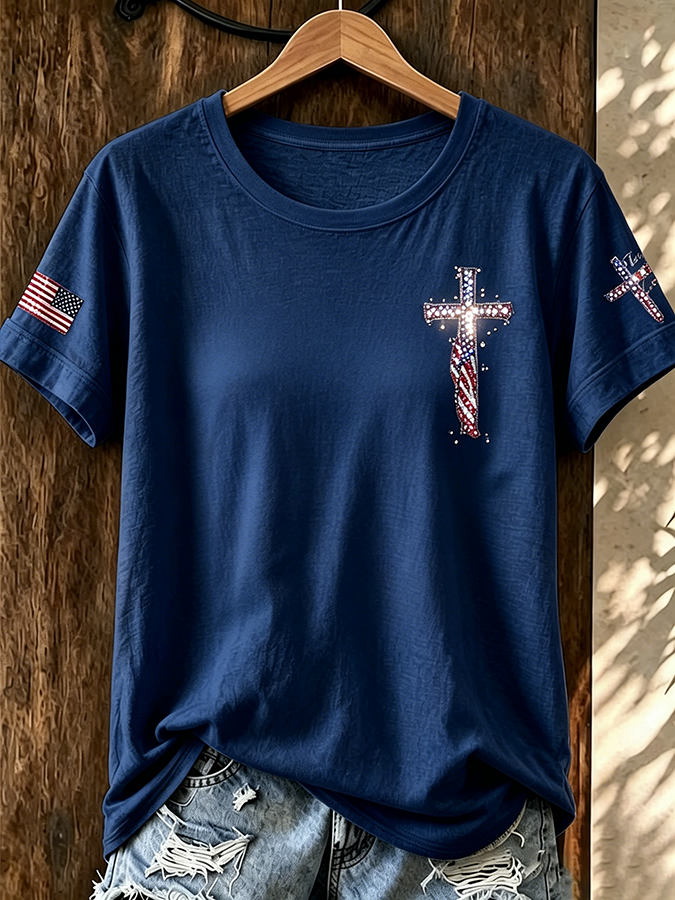 Women'S 250Th Anniversary Cross Printed Casual T-Shirt