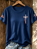 Women'S 250Th Anniversary Cross Printed Casual T-Shirt