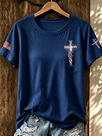 Women'S 250Th Anniversary Cross Printed Casual T-Shirt