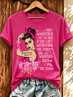 Women'S Pink Art Printed Casual T-Shirt