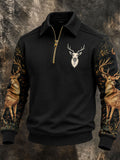 Men's Retro Reindeer Printed Casual Sweatshirt