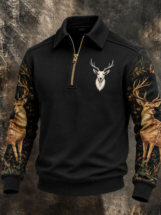 Men's Retro Reindeer Printed Casual Sweatshirt