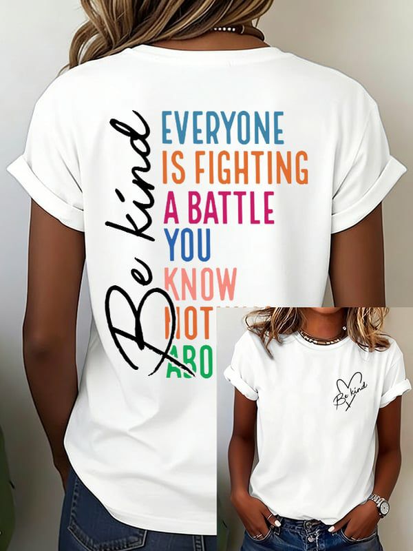 Women's Mental Health Slogan Print T-Shirt