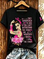 Women'S Pink Art Printed Casual T-Shirt