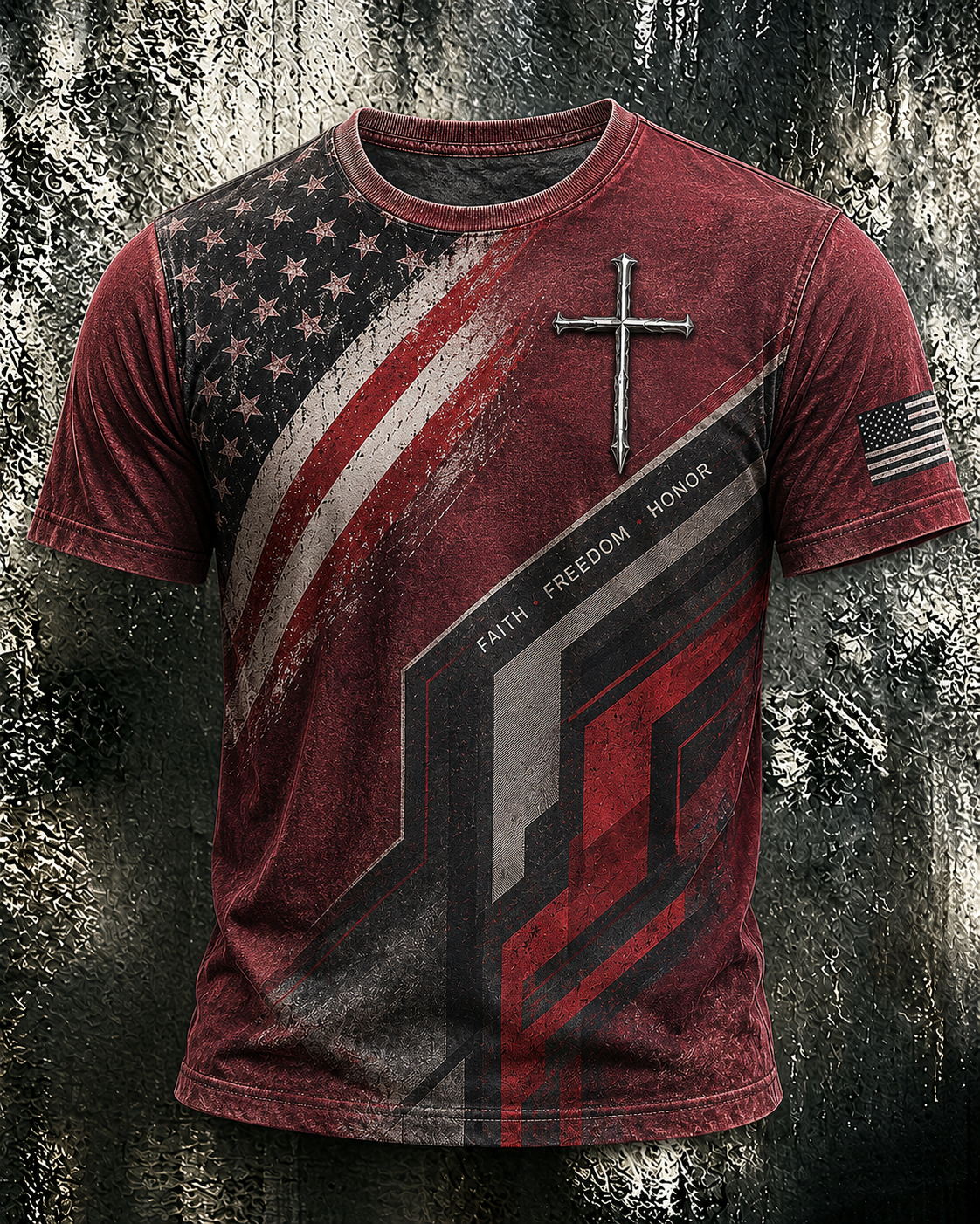 Men'S Faith FAITH FREEDOM HONOR And 250Th Anniversary Celebration Short Sleeve Round Neck T-Shirt