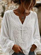 Women'S Cross Angel Wings Printed Casual Top