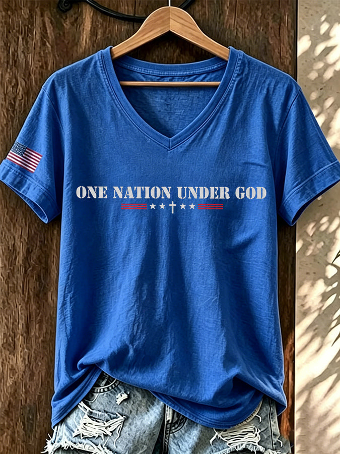 Women's ���ONE NATION UNDER GOD��� Printed T-shirt