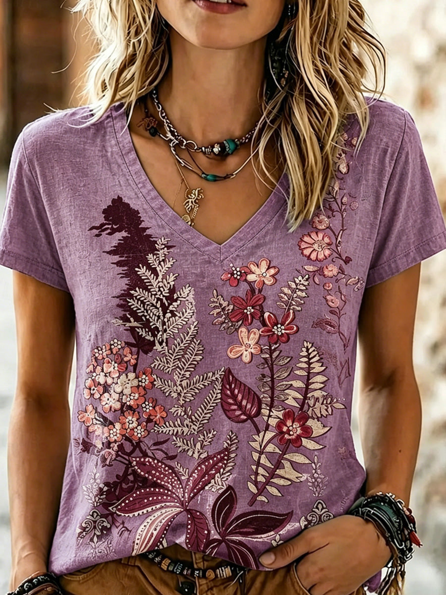 Women'sCasual Flower Printed T-shirt