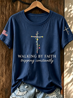 Women'S Walking By Faith Tripping Constantly Print Casual Top