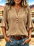 Women'S Casual Printed Hollow Top