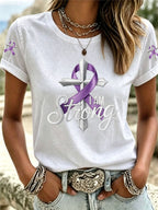 Women's I Am Strong Awareness Printed Casual T-shirt