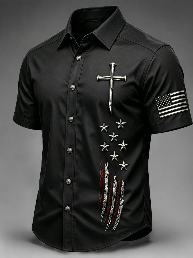 Men's Faith patriotic printed casual shirt