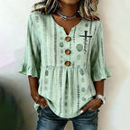 Women'S V-Neck Half Sleeved Shirt Printed Top