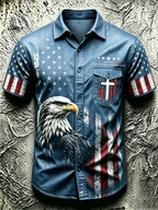 One Nation Under God Commemorative Printed Pocket Shirt Of American Faith