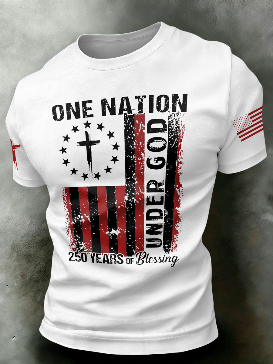 Men'S USA  Independence Day   Faith Art Printed T-Shirt