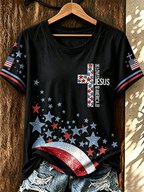 Women'S American 250 Cross Printed Short Sleeved Shirt