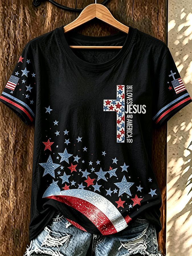 Women'S American 250 Cross Printed Short Sleeved Shirt
