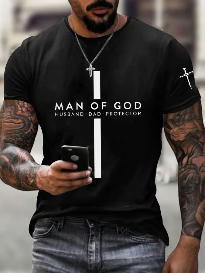 Men's Christian Man of God Husband Dad Graphic T-Shirt
