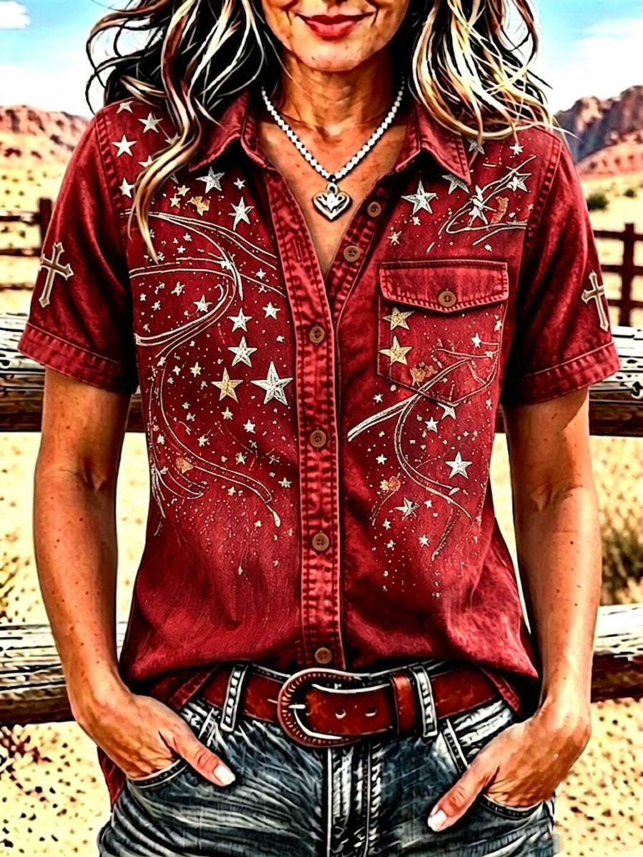 Women's Western-style Faith Short-sleeved Shirt