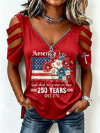 Women'S Casual Faith Hollow Patriotic T-Shirt