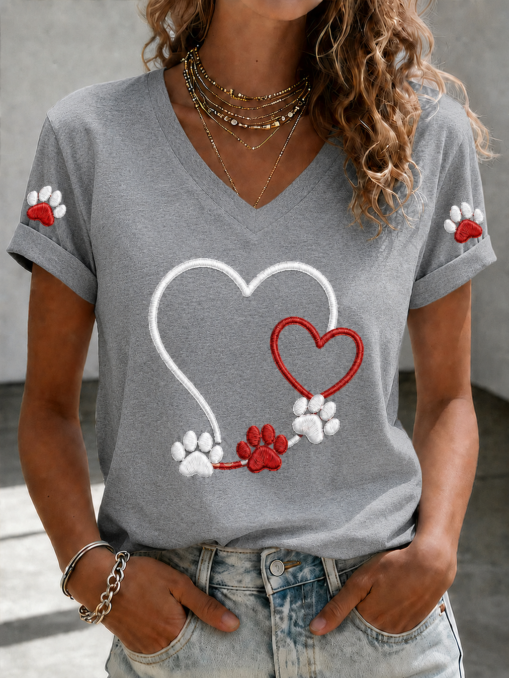 Women'S Cute Cat Printed Casual T-Shirt