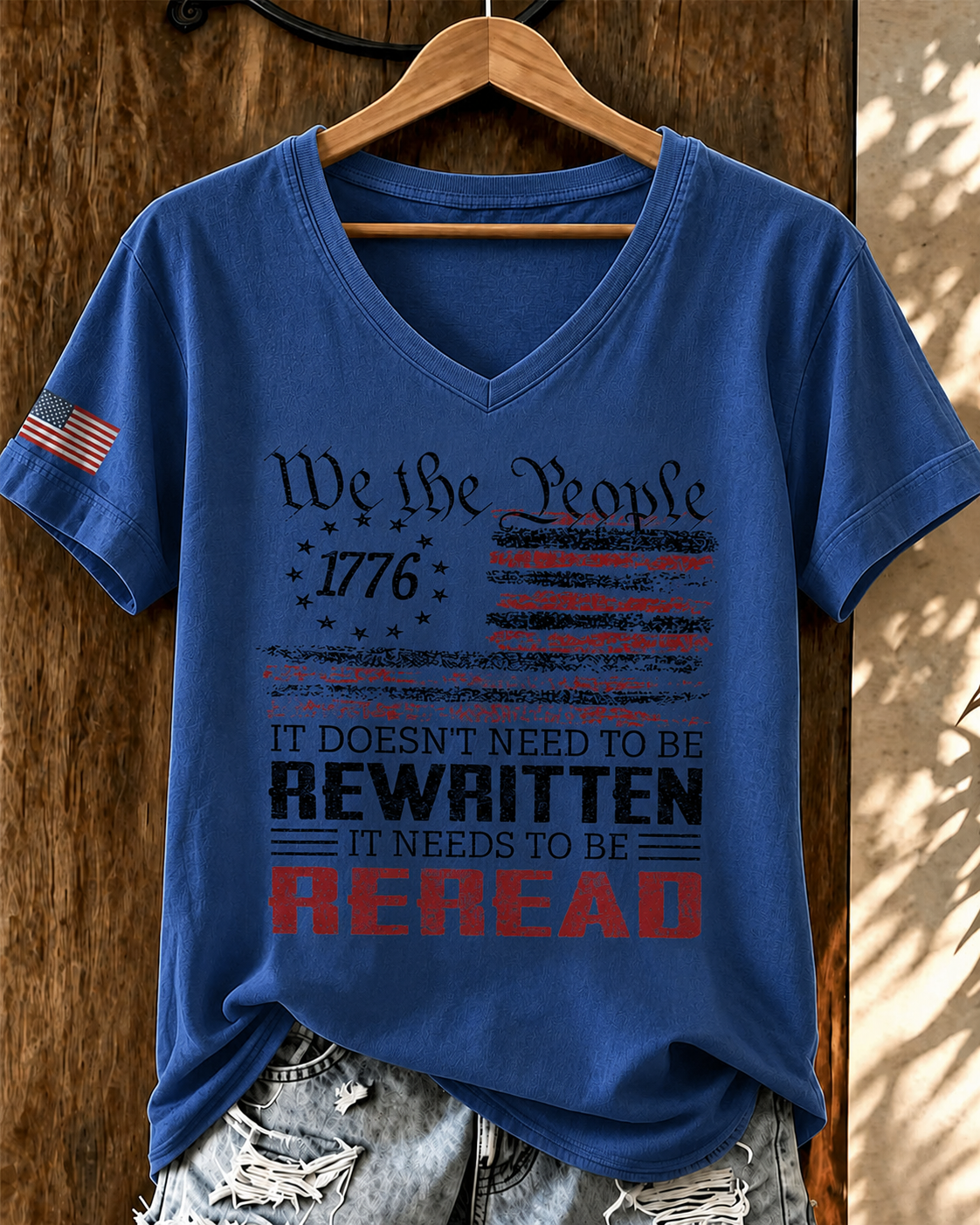 Women'S American Flag Patriotic Printed Casual T-Shirt